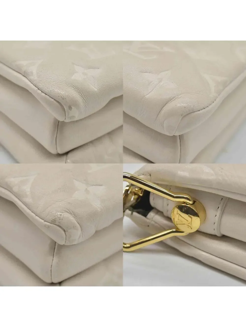 $4950 Louis Vuitton Lambskin Embossed Monogram Coussin PM